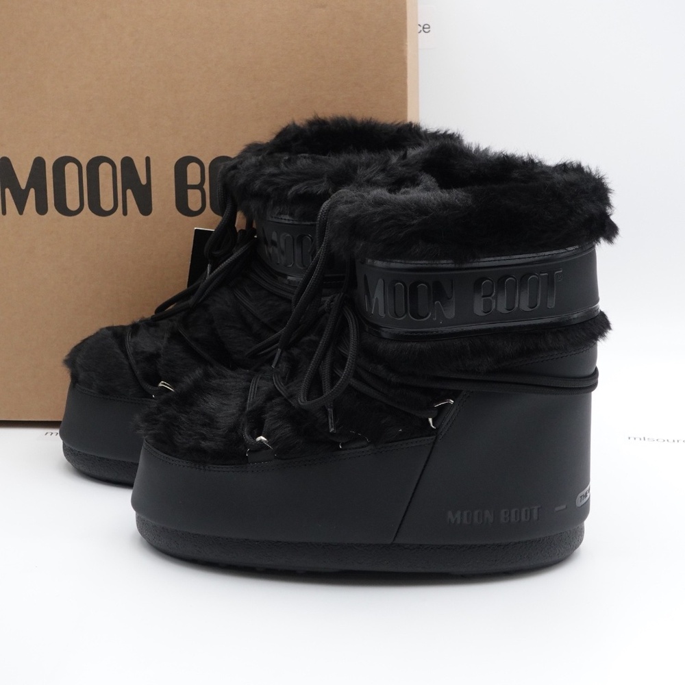 NEW Women's Moon Boot Icon Low Faux Fur Snow Boots Black